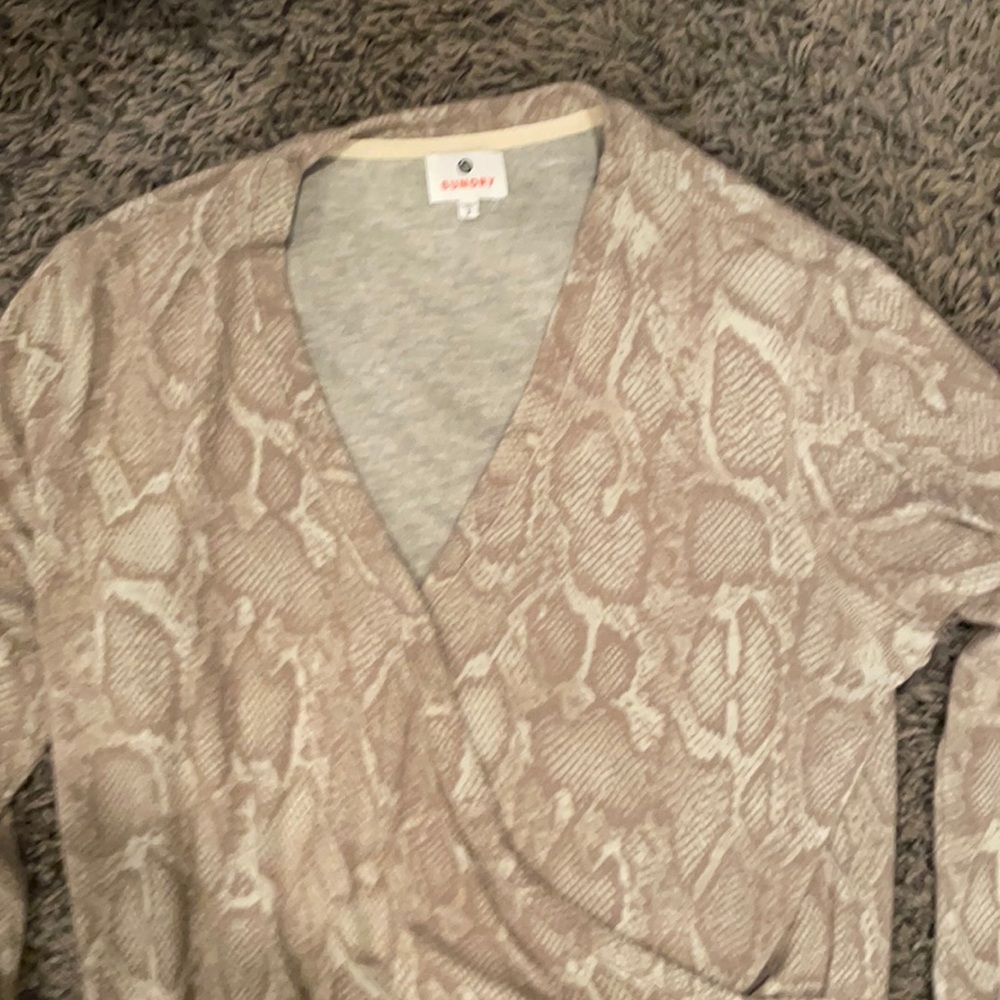 Sundry M cashmere wrap animal print sweater. Cozy and striking. Worn once.